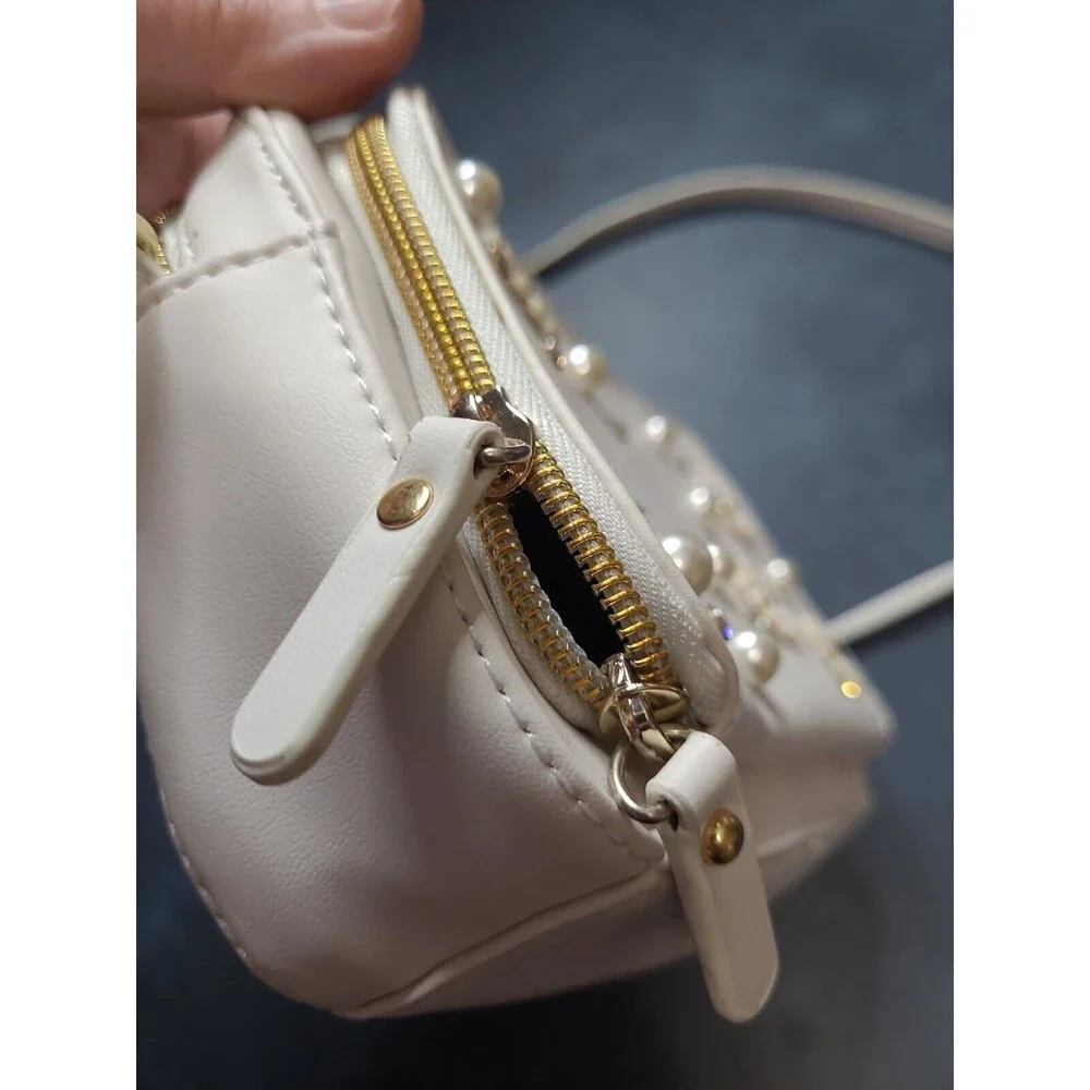 Studio 33 Crossbody Camera Bag with Floral Embellishment WHITE RTL$50